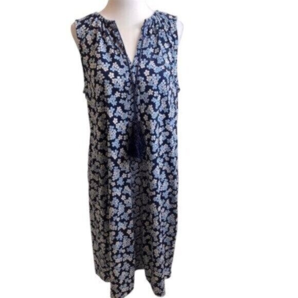 Michael Kors Blue Floral Sleeveless Summer Business Casual Dress Medium - Picture 1 of 9